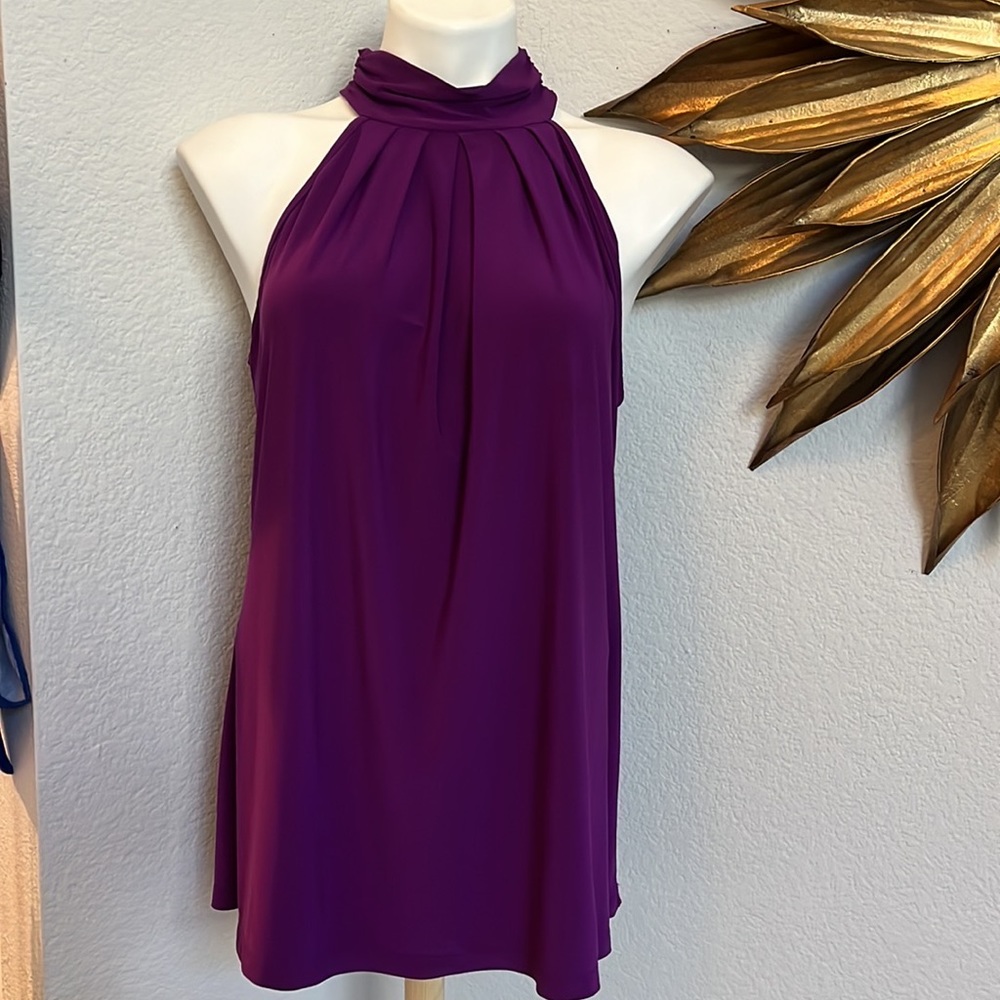 💜 CACAMA Chocker Neck Back Halter Top Purple
